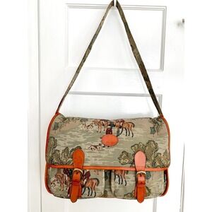 Dinoffer Embroidered Crossbody Bag / Vintage 80s Equestrian Heirloom RARE FIND